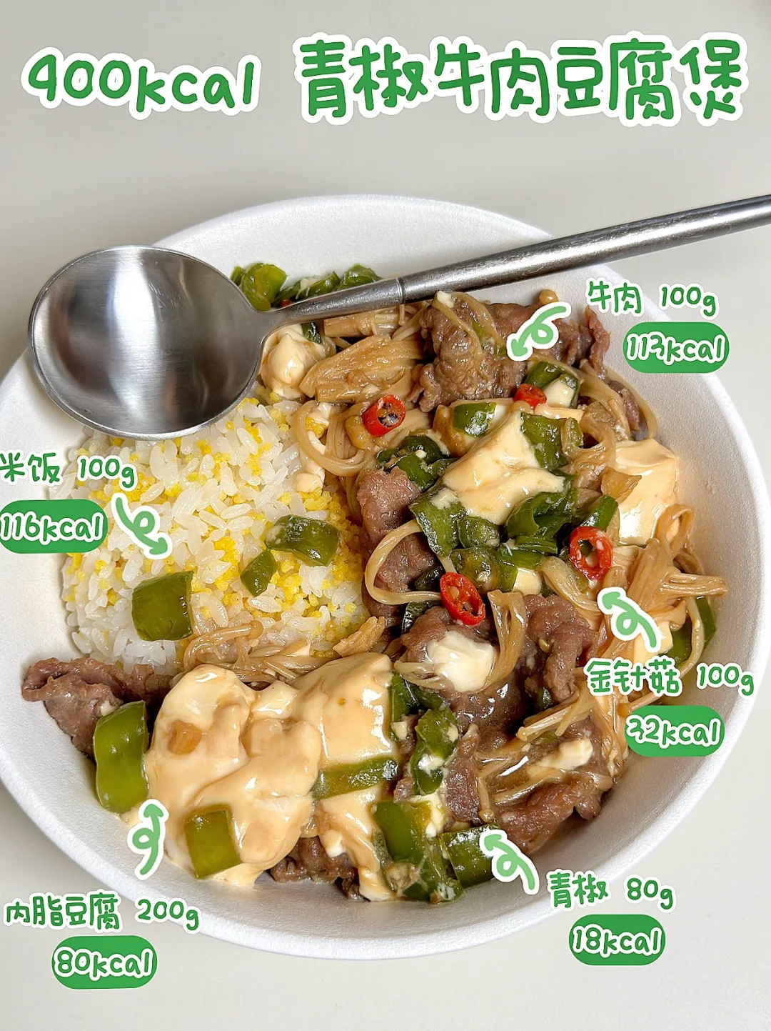 400kcal🥣自律餐｜青椒牛肉豆腐煲低卡美味👍