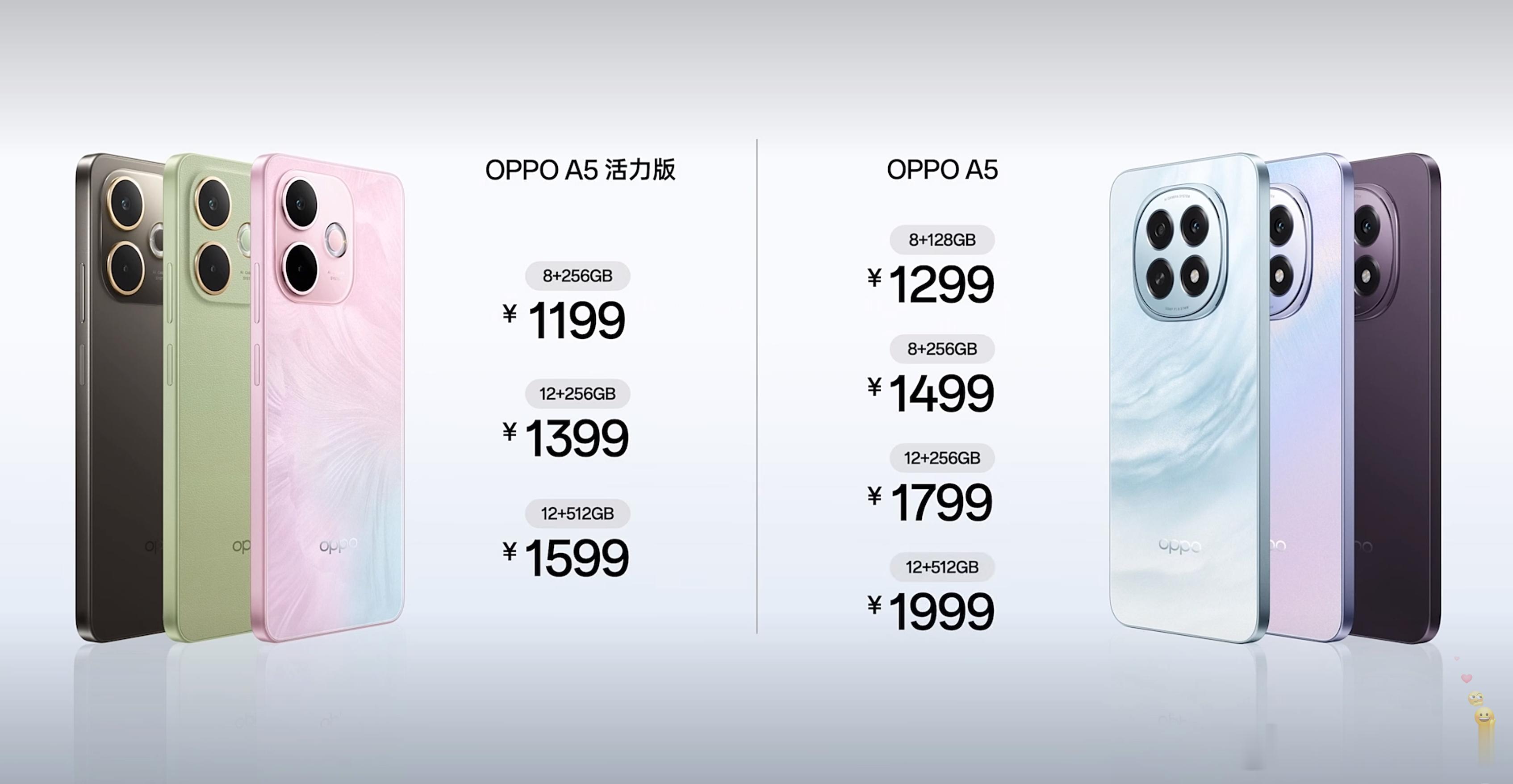 OPPO A5 活力版，8+256，119912+256，139912+512，