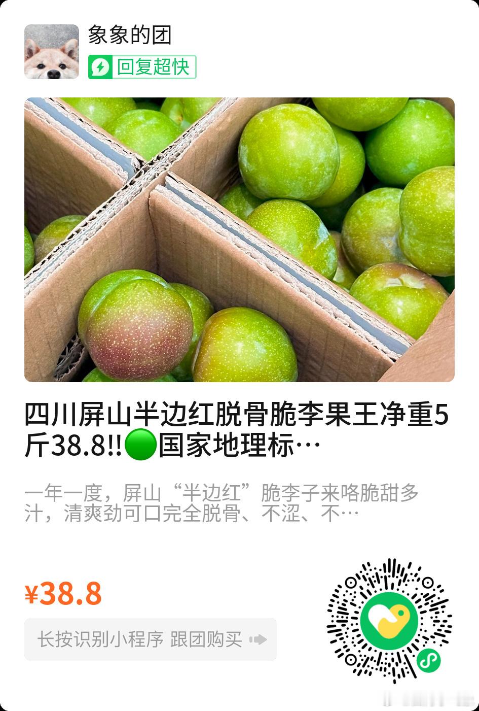 去年团超多的脆李如约而至 真的超好吃！收到直接吃比较酸别急 先冷藏一下 甜度会上