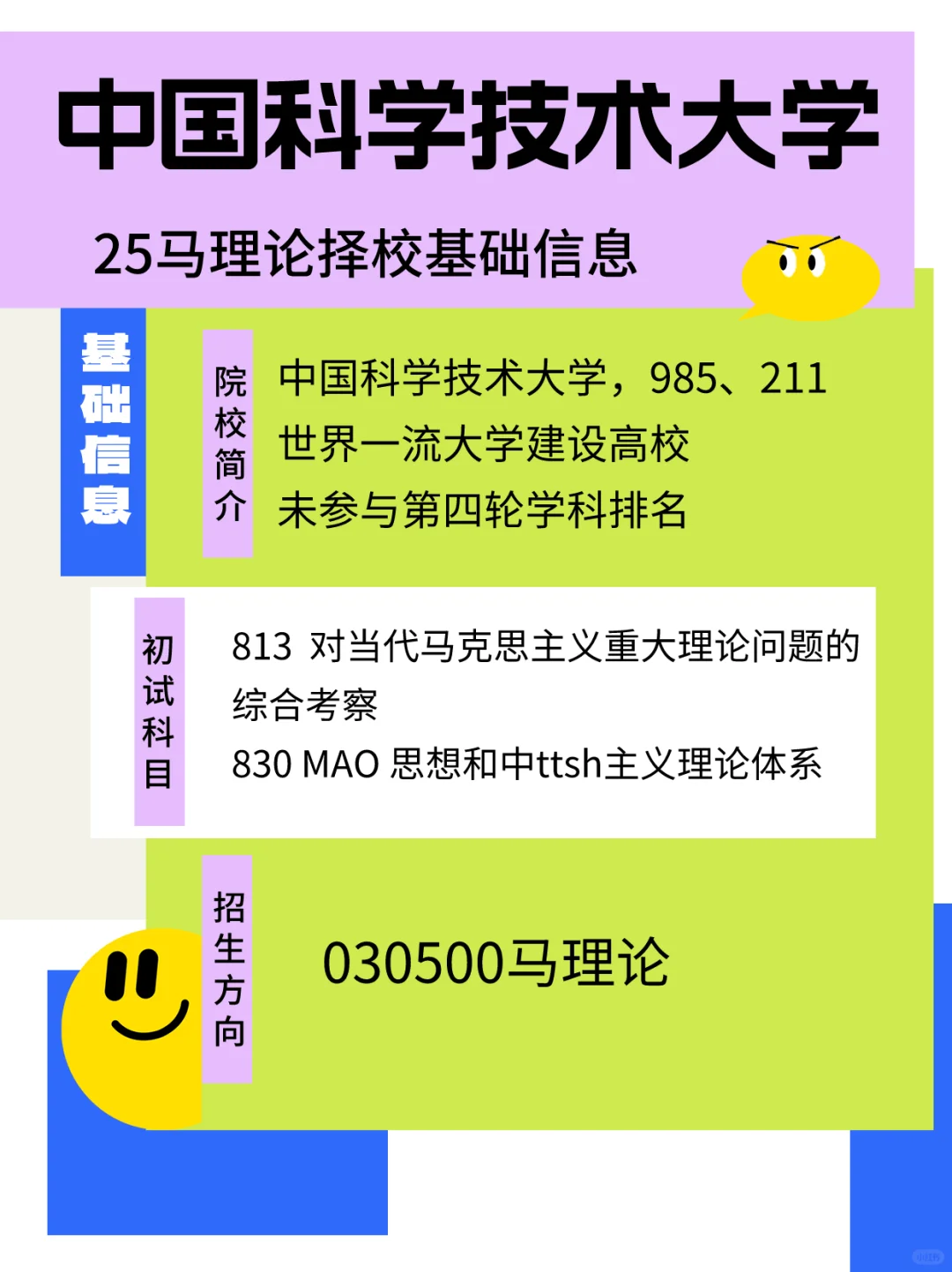 25马理论丨中国科学技术大学！招生人数较少