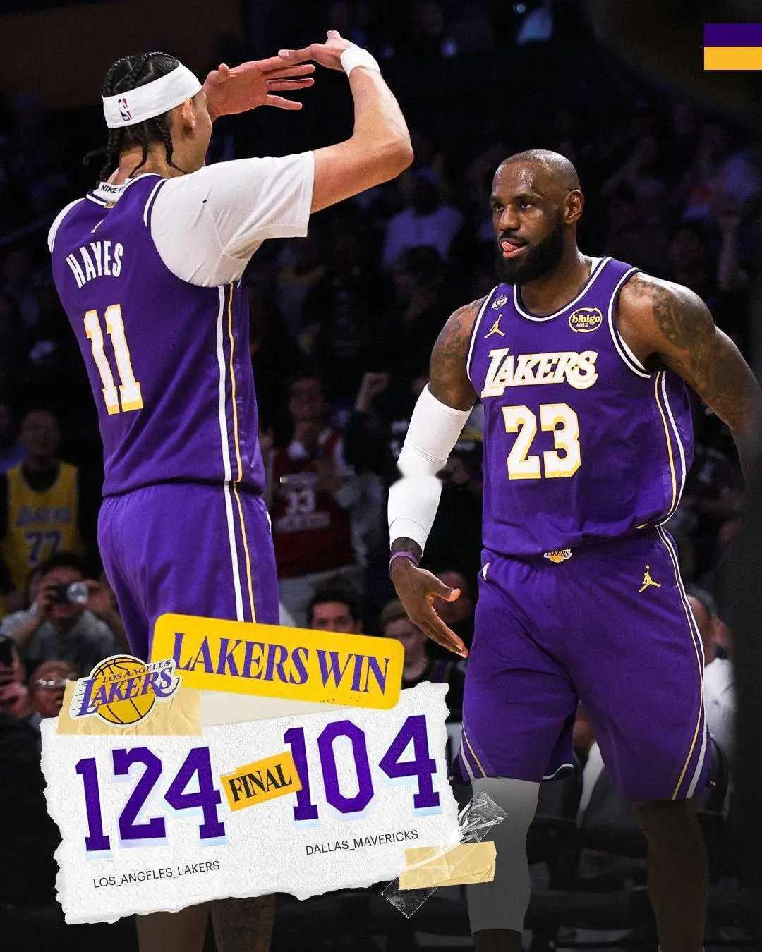 湖人送独行侠9连败 勒布朗28+10+12八村塁21分湖人vs独行侠 NBA常规