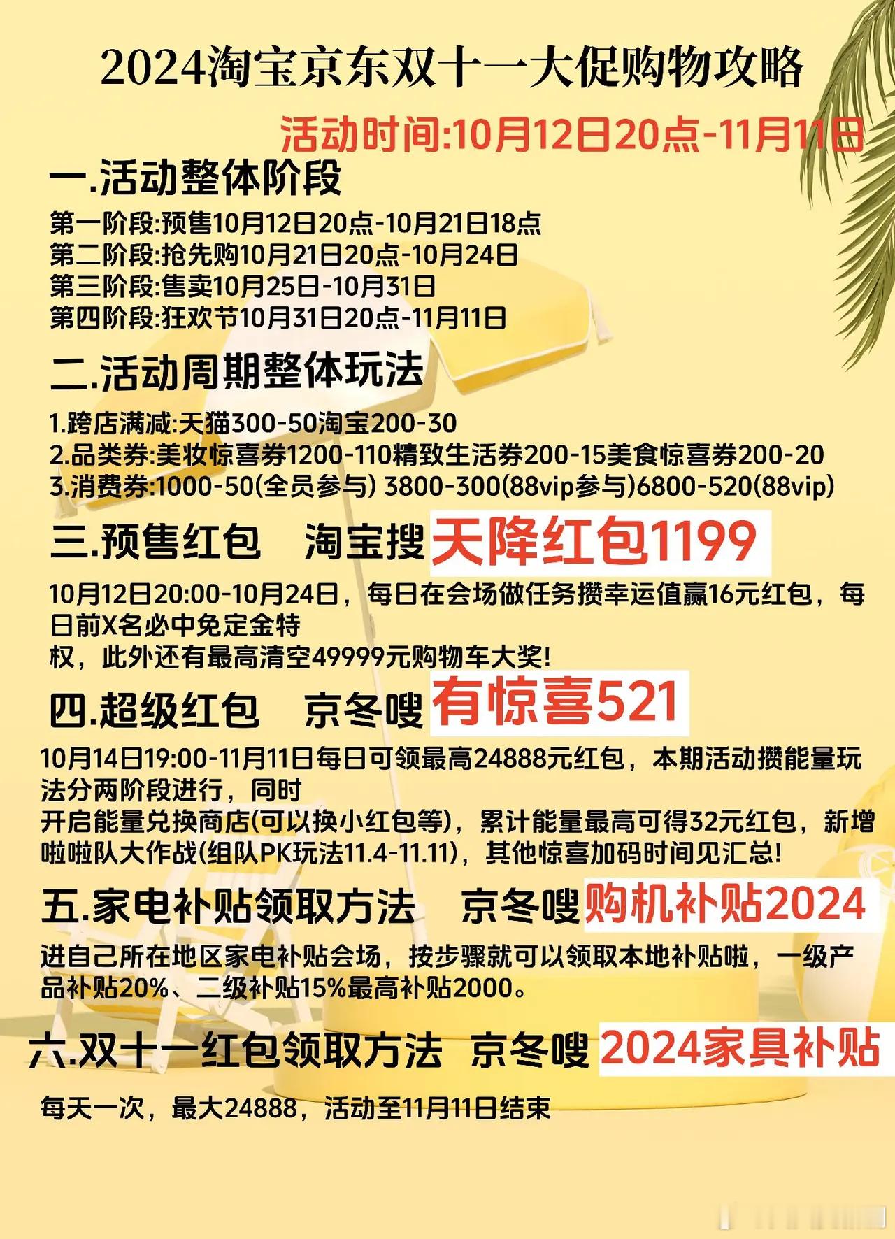 #双十一#淘宝双十一大促活动攻略汇总。目前淘宝双十一的开始时间提前到了10月12