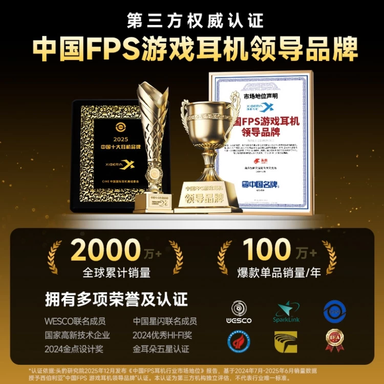 西伯利亚荣膺“中国FPS游戏耳机领导品牌” 权威背书爆款矩阵引领行业