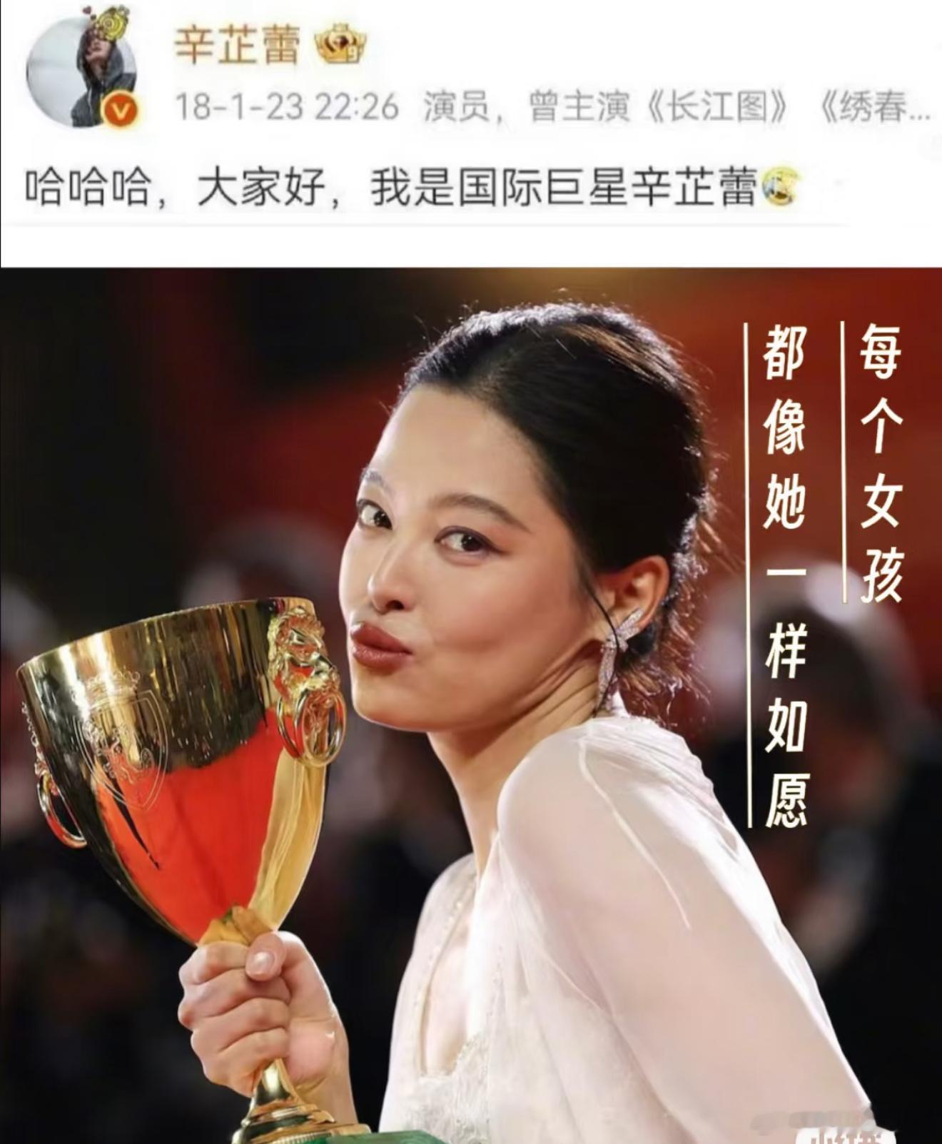 辛芷蕾获得威尼斯影后真的印证了这句话！哈哈哈，大家好，我是国际巨星辛芷蕾！我们东