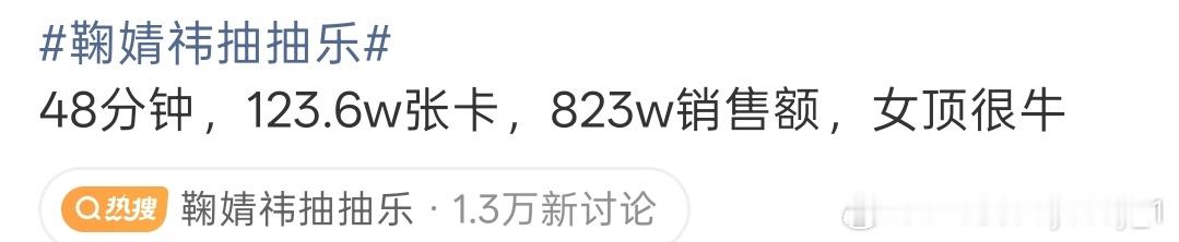 鞠婧祎抽抽乐这怎么说，同担的钱包一直是个迷，前两天不是才卖了1000多w吗，这次