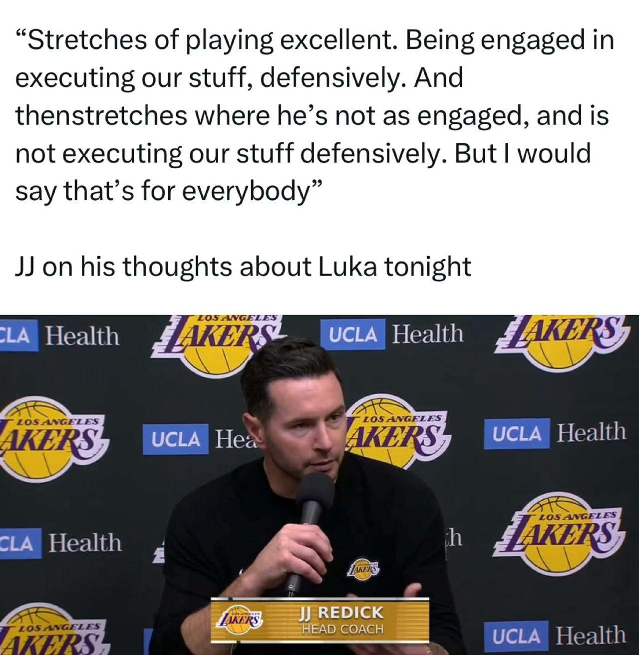 说出实话了，雷迪克在湖人赢球后点名东契奇！

在湖人今天143-135战胜爵士后