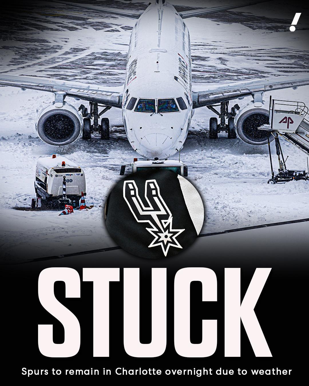 因为天气恶劣马刺被困在夏洛特了…nba