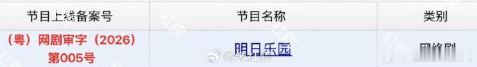 钟楚曦、尹昉、敖子逸、张雅钦《明日乐园》过审下证，共18集。 ​​​