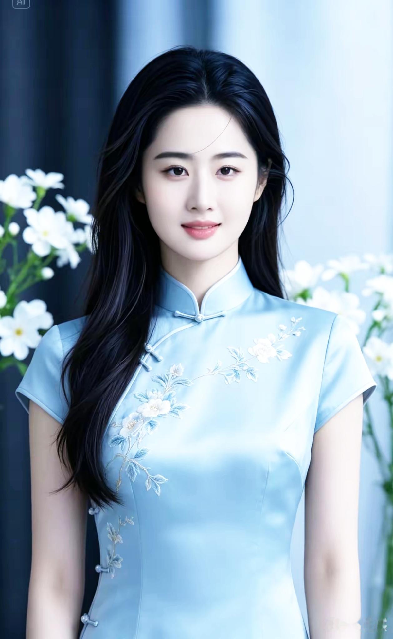 优雅蓝调旗袍，绽放东方韵味