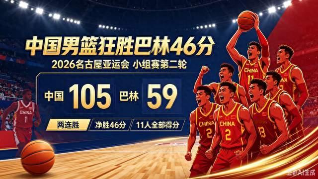 中国男篮狂胜巴林46分