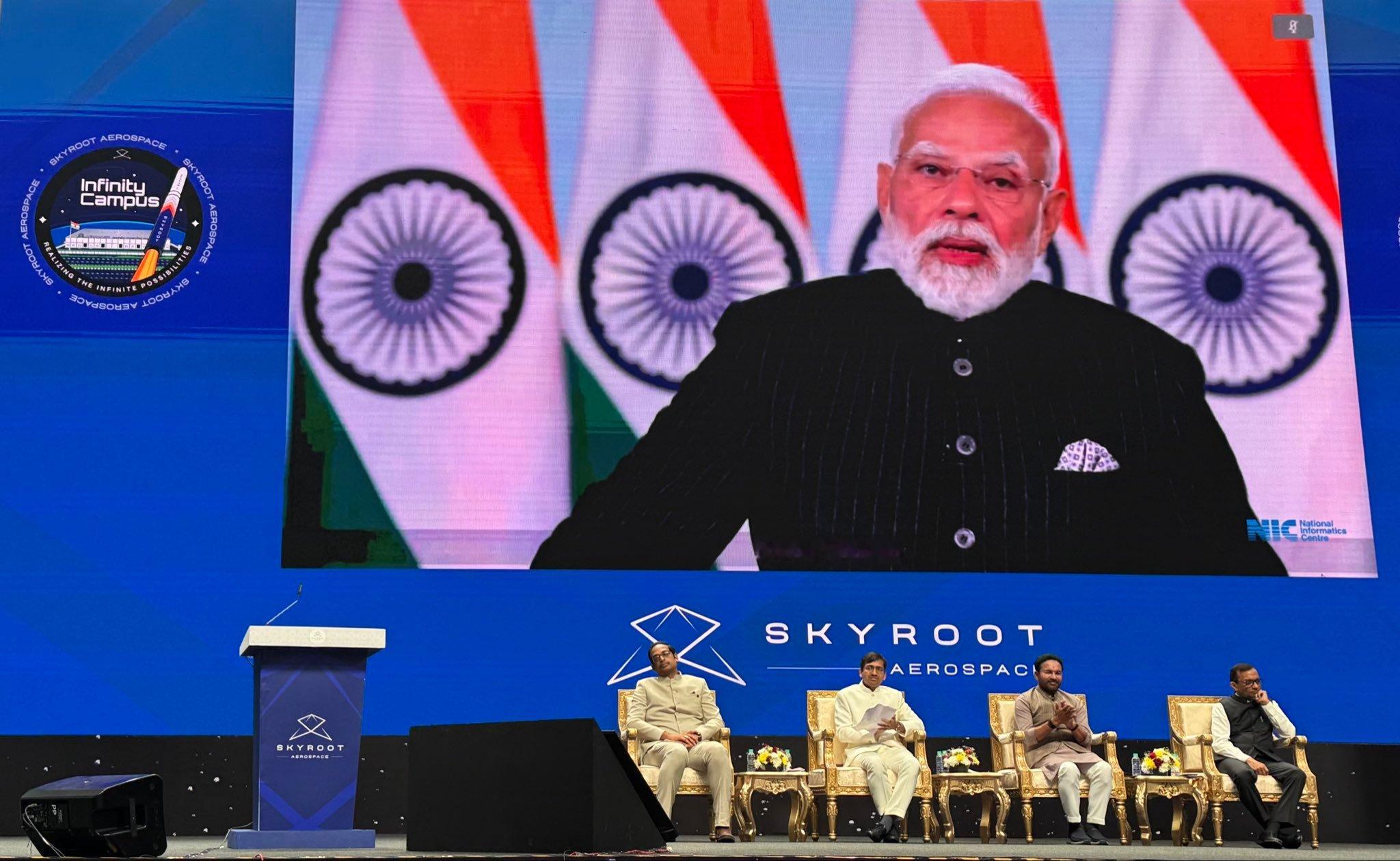 印度总理莫迪今天为印度民营航天火箭Skyroot公司新厂房揭幕仪式上送出祝福，该