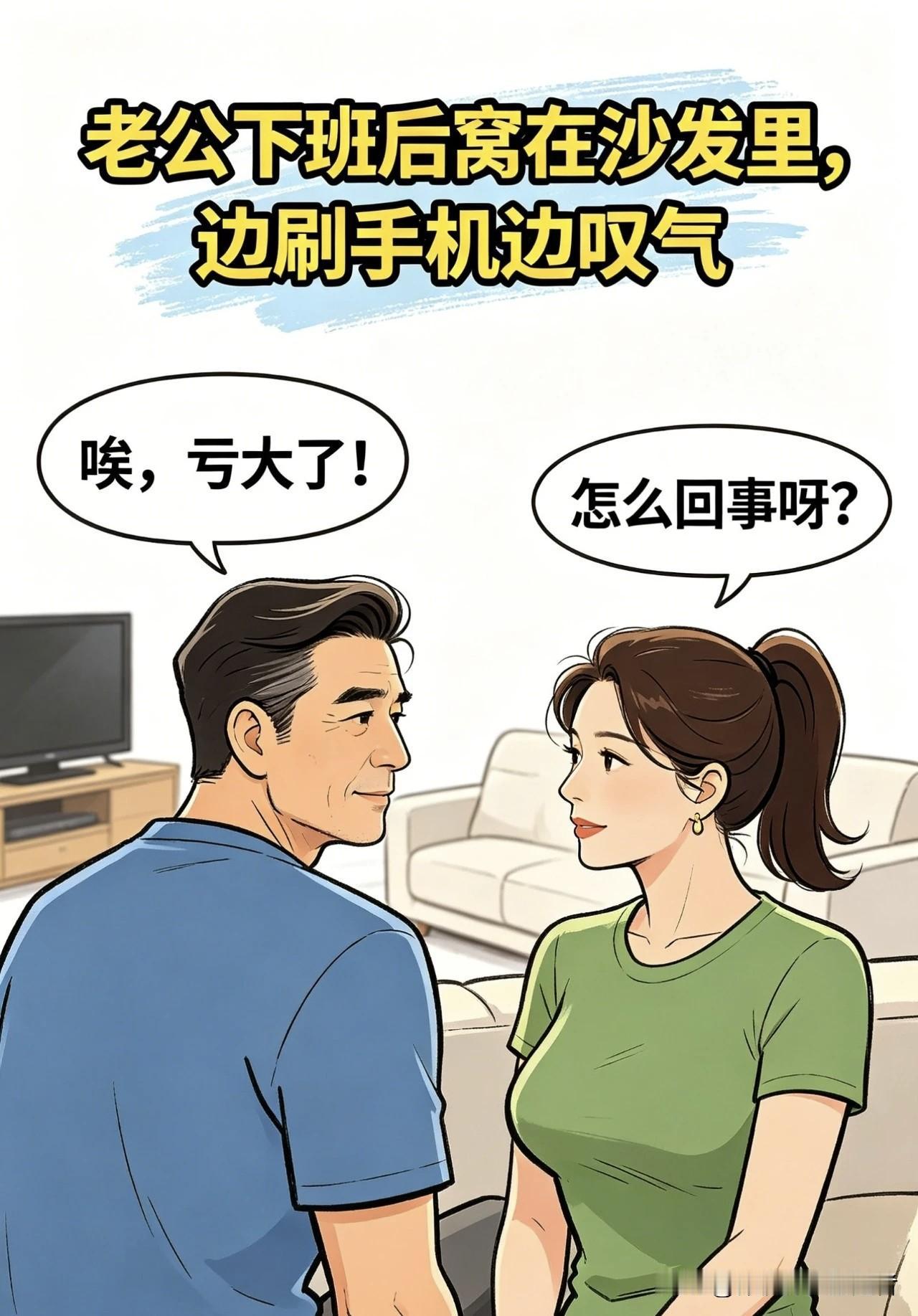 趣味漫画|老公深夜坐沙发叹气感慨：曾经 120万的房子如今仅需50万！老婆却笑着