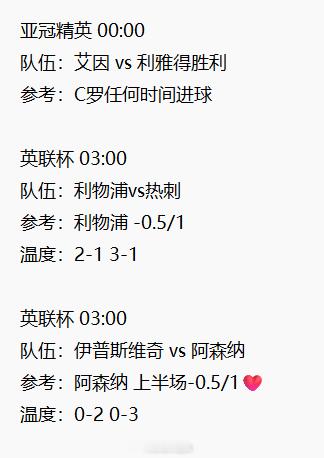 晚场鸡贼单，偷偷发[doge]00:00 亚冠精英 阿尔艾因vs利雅得胜利 【C
