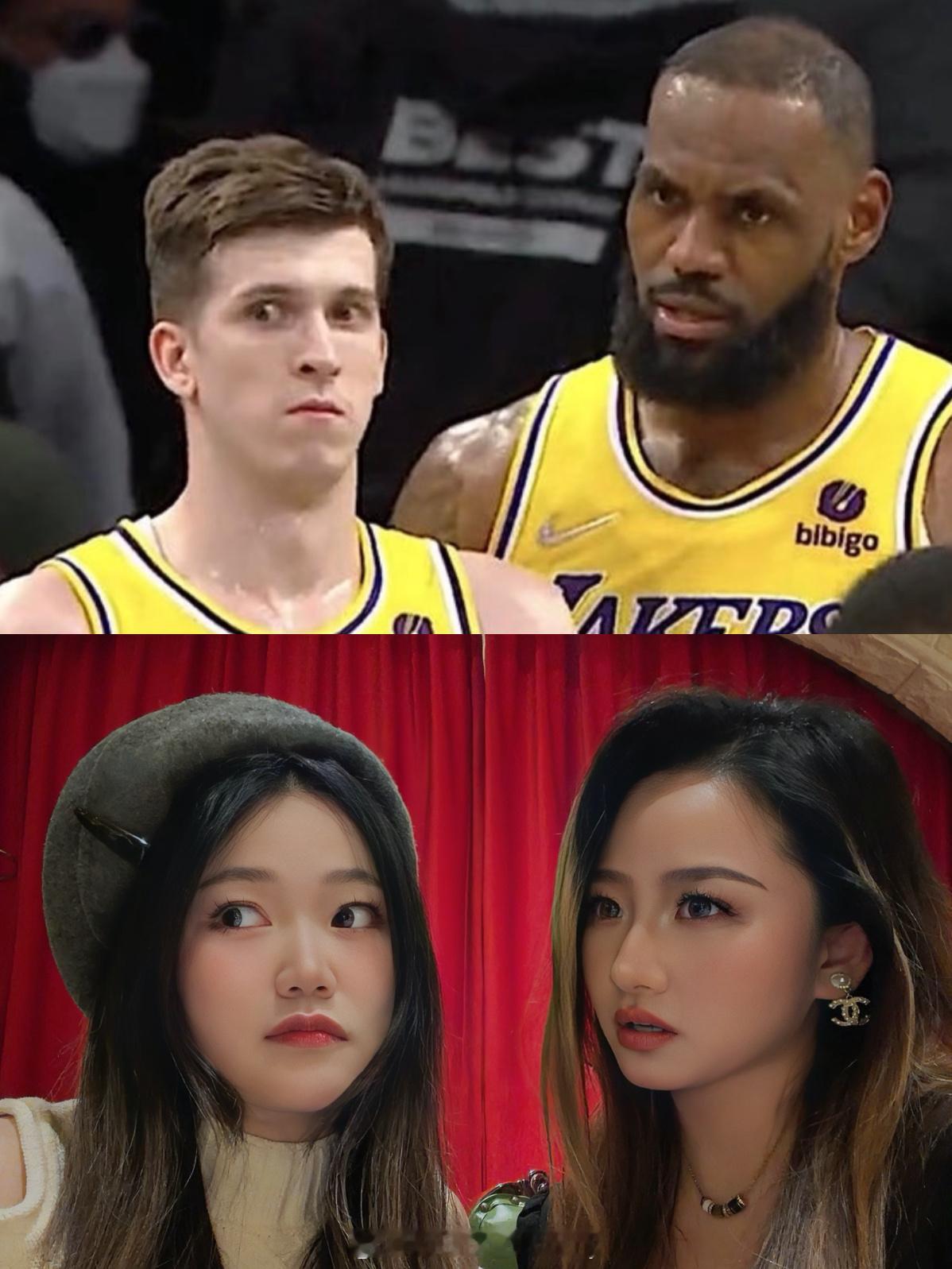 当和闺蜜合影不知道该摆什么pose时……詹姆斯里夫斯湖人