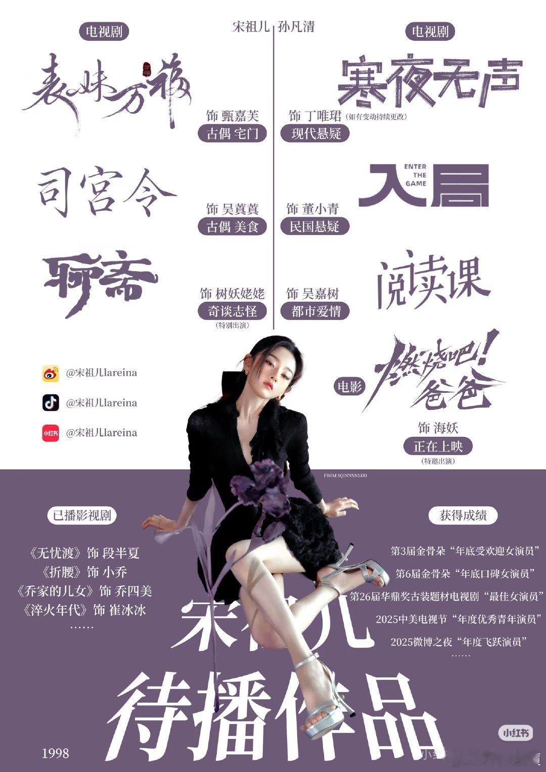 宋祖儿还有5部待播作品宋祖儿有五部待播作品 事业粉狂喜！宋祖儿的待播储备🔥！整