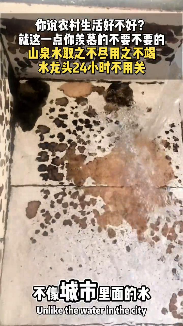 你说农村生活好不好？就这一点你羡慕的不要不要的。山泉水取之不尽用之不竭，水龙头2