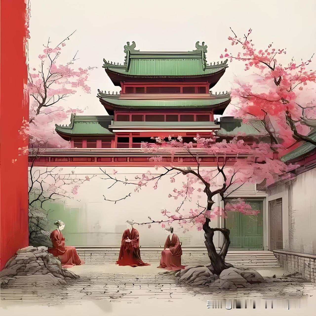 《行宫》
——唐·顾况
寥落古行宫，宫花寂寞红。
白头宫女在，闲坐说玄宗。