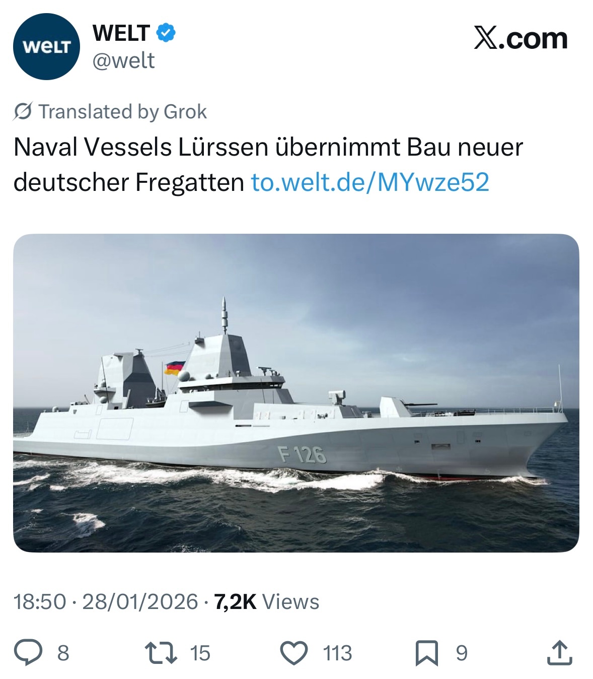 中外舰闻 烽火问鼎计划 每天认识一件兵器 F-126“下萨克森（州）”级导弹护卫