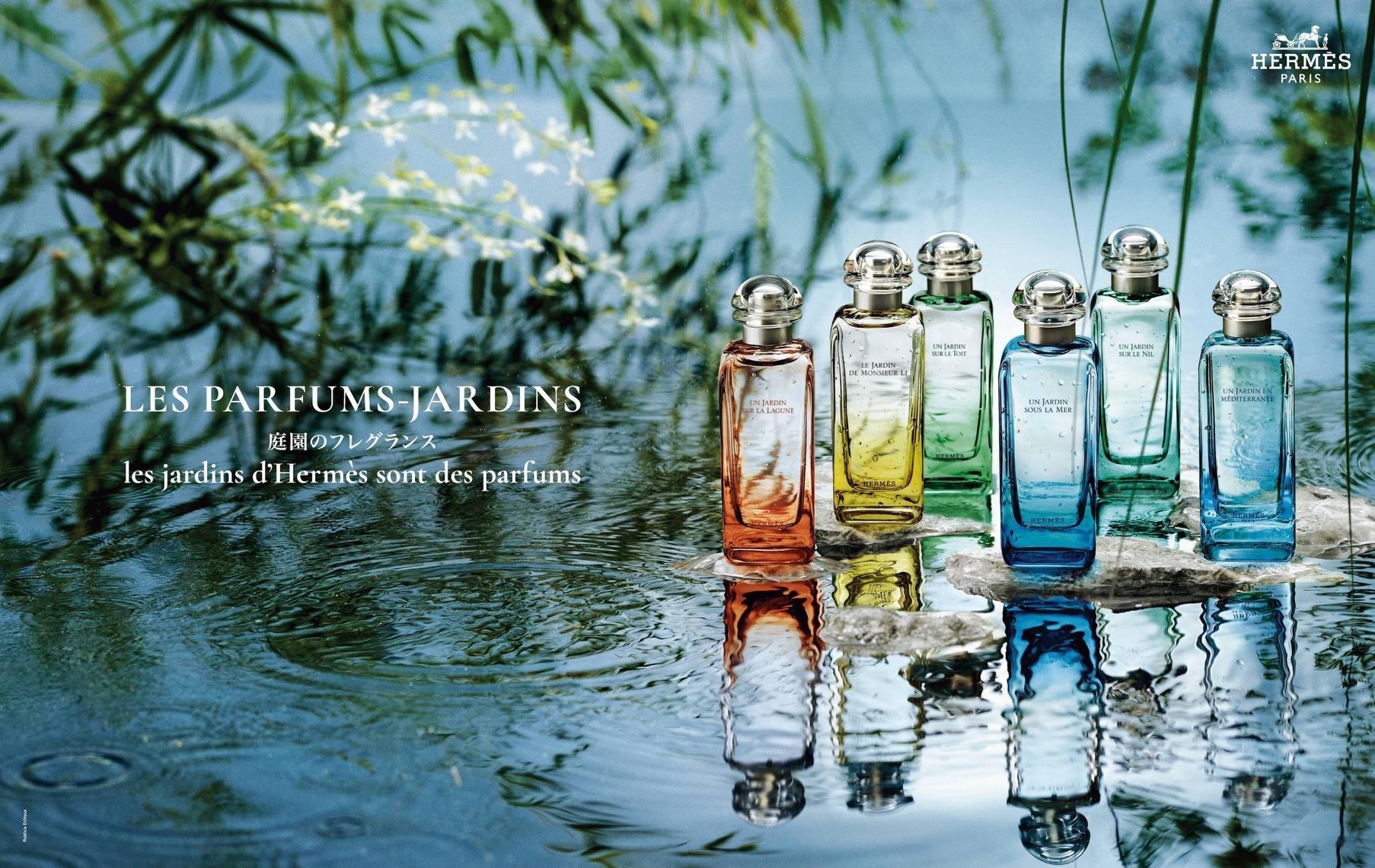 爱马仕这支香水广告图真的好喜欢，把视觉上的“清新香气”展现得淋漓尽致。春雨过后的