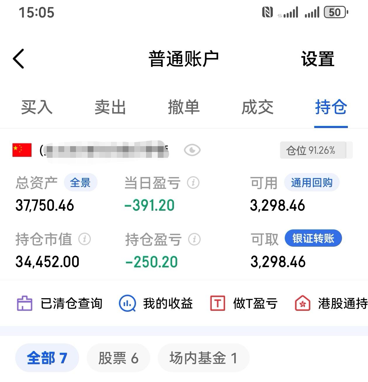 持股不动报告：第 1 天
时间：2026 年 08 月 21 日
我的帐户总共资