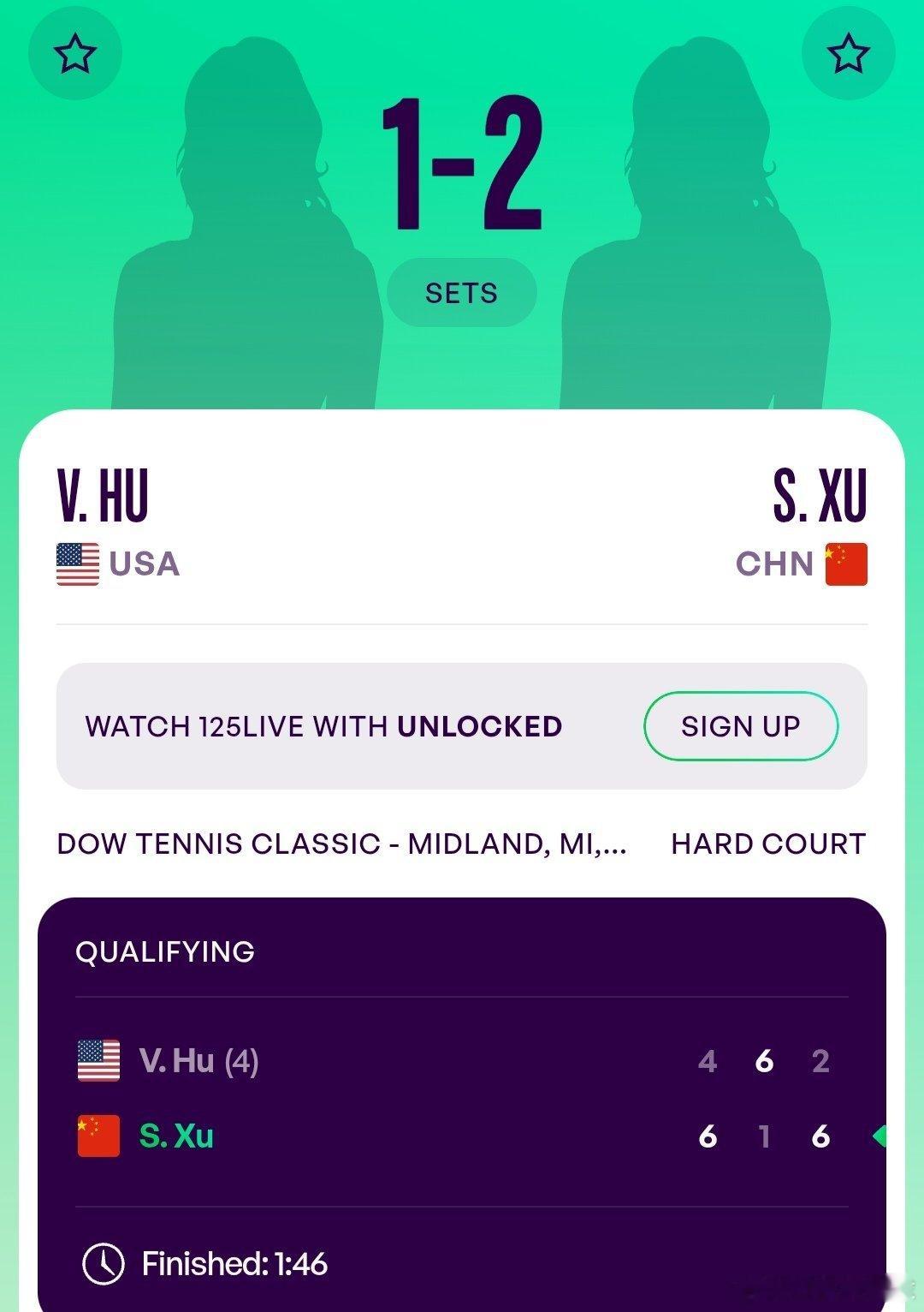 WTA125米德兰站🇺🇸资格赛决胜轮徐诗霖🇨🇳6-4/1-6/6-2战胜