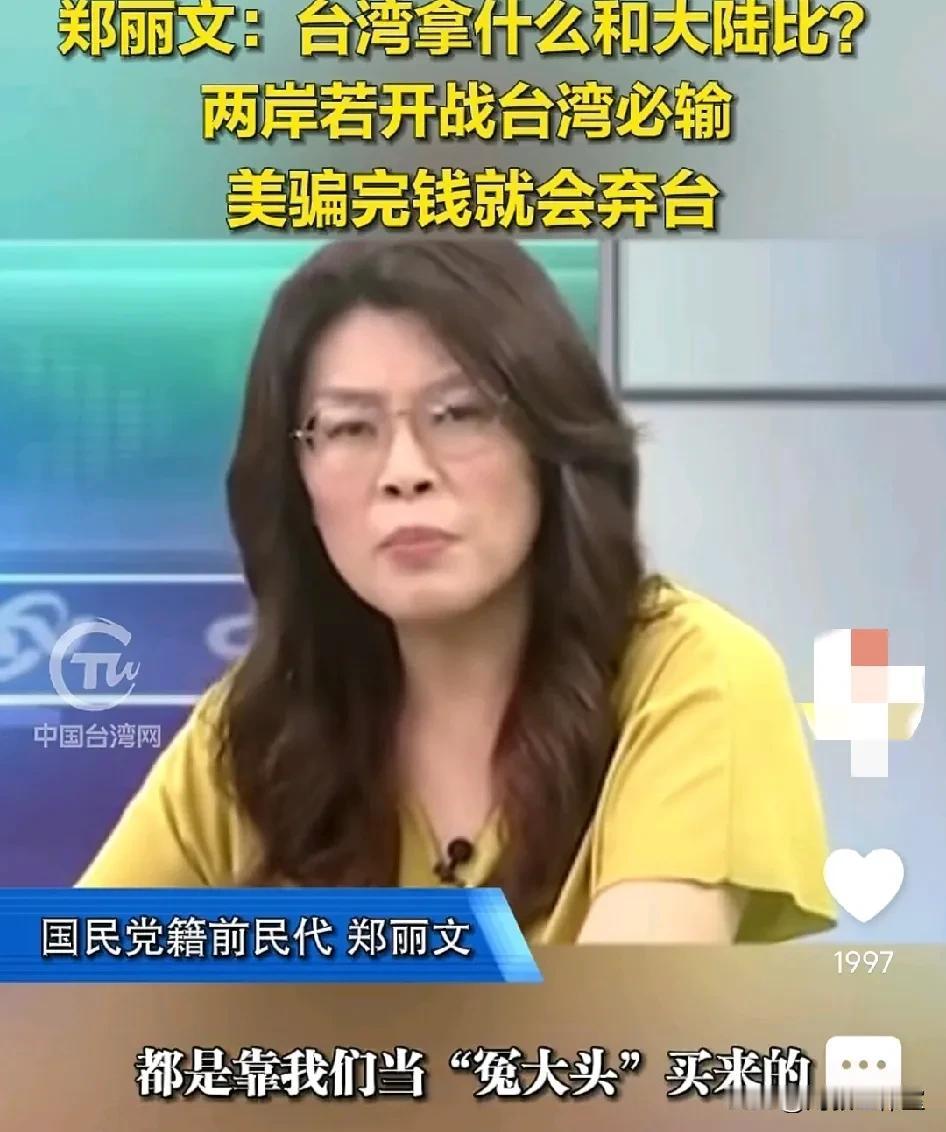 郑丽文:“ 我们所有的武器都是靠当冤大头买来的，其实就是一堆人家淘汰的破铜烂铁，