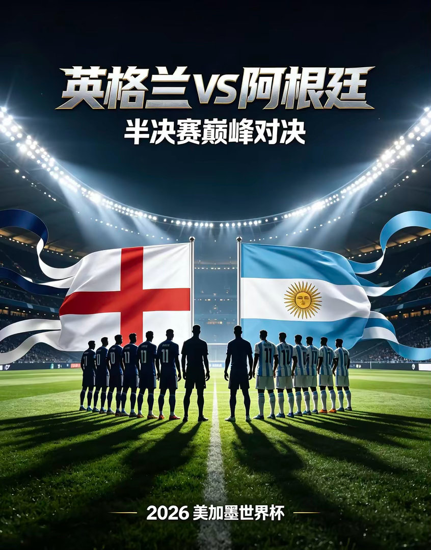 2026世界杯半决赛英格兰VS阿根廷盘赔走势解读统计周期：7月12日对阵出炉初盘