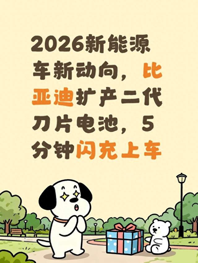 2026新能源车新动向，比亚迪扩产二代刀片电池，5分钟闪充上车
