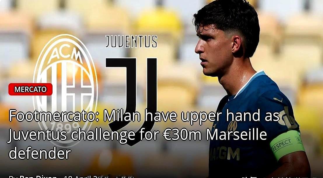 米兰尤文这次又杠上了，抢马赛中卫巴莱尔迪！
 

阿莱格里急着补强后防，特别是想