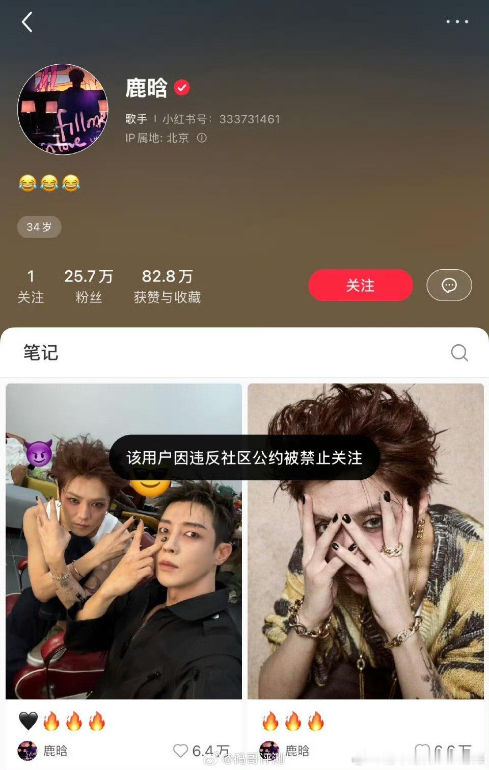 鹿晗社交平台被禁止关注 作为公众人物还是要以身作则约束规范自己的言行举止希望他能