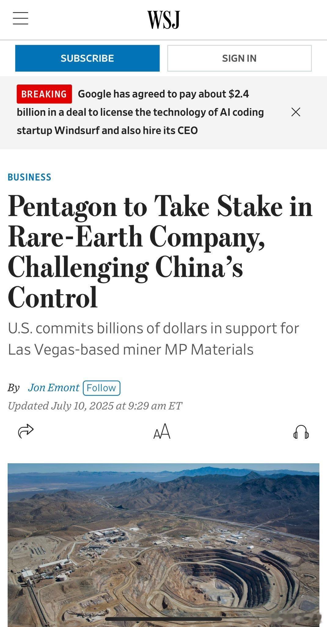 美国重振稀土业，国防部4亿入股美国老牌稀土矿。 ​​​