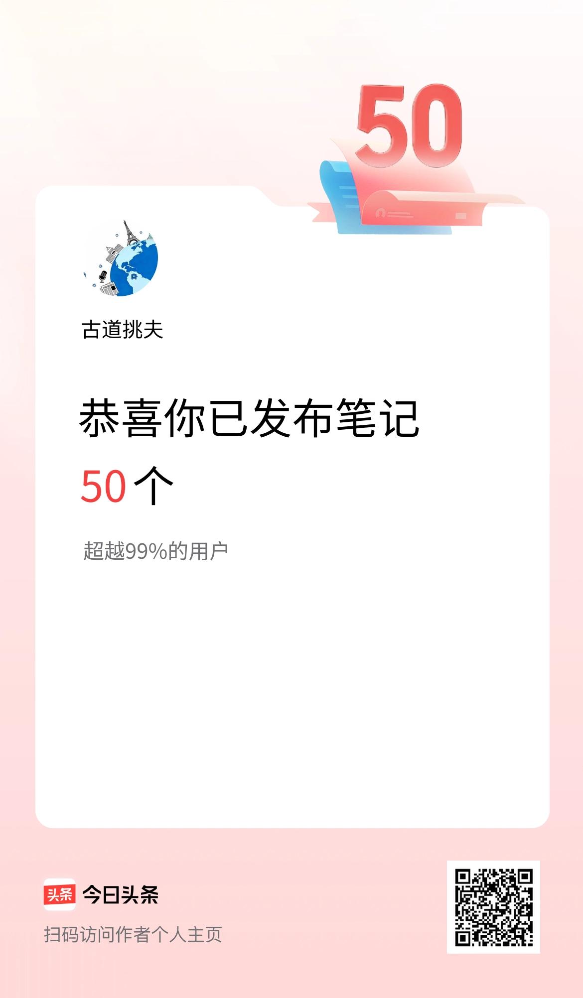 我在头条累计投稿笔记50个