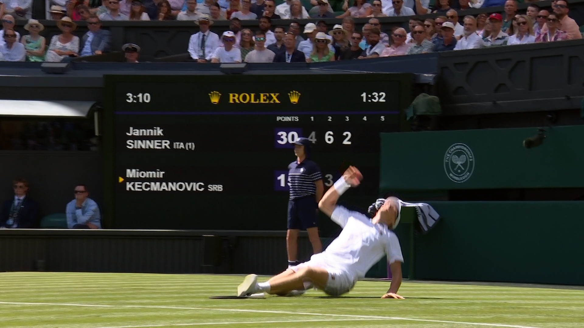 辛纳这一跤摔的，看着都痛从首场来看，卫冕冠军状态可以说有点差～温网2026