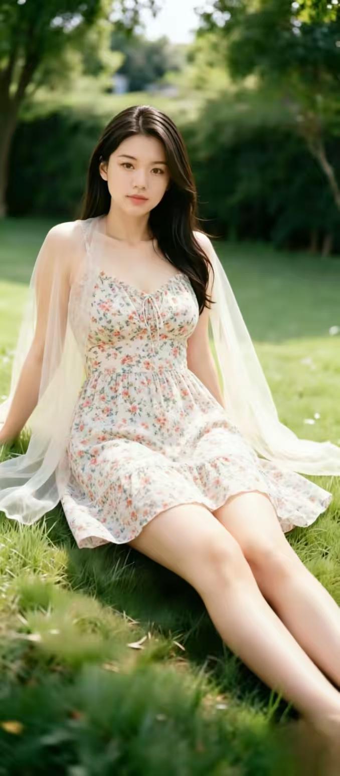 菩萨蛮·晴日花裙
罗裙轻拂芳茵软，
晴光淡点花裳暖。
蝶影逐风悠，
清芬绕鬓头。