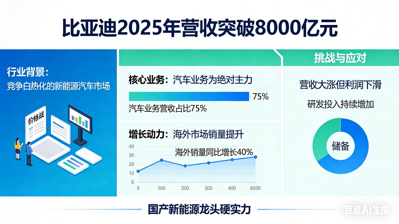 比亚迪在2025年交出了营收突破8000亿元的成绩单，放在当下竞争白热化的新能源