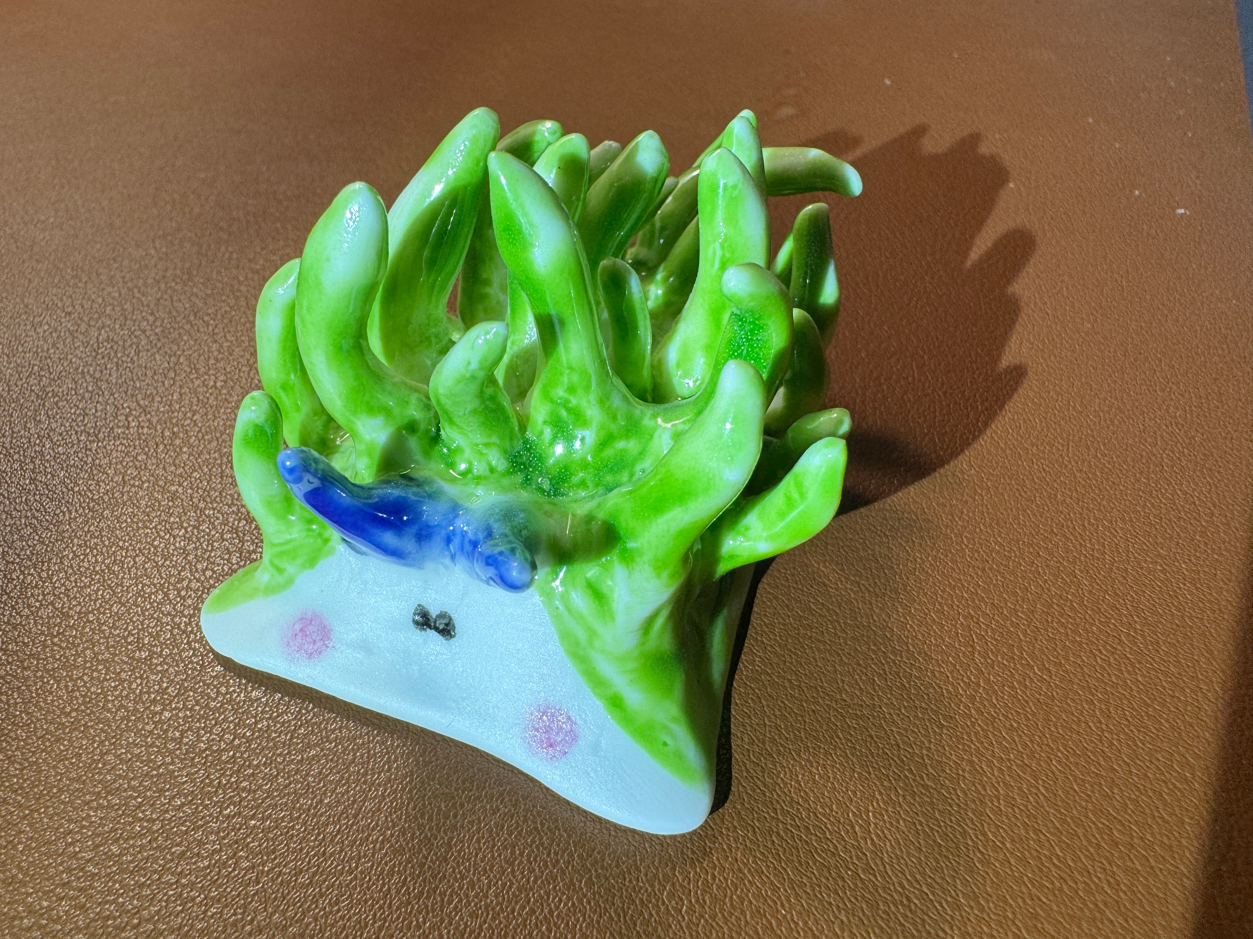  今天买到一个叶羊（Leaf Sheep）的陶瓷手办，这是一种海蛞蝓，看起来很像