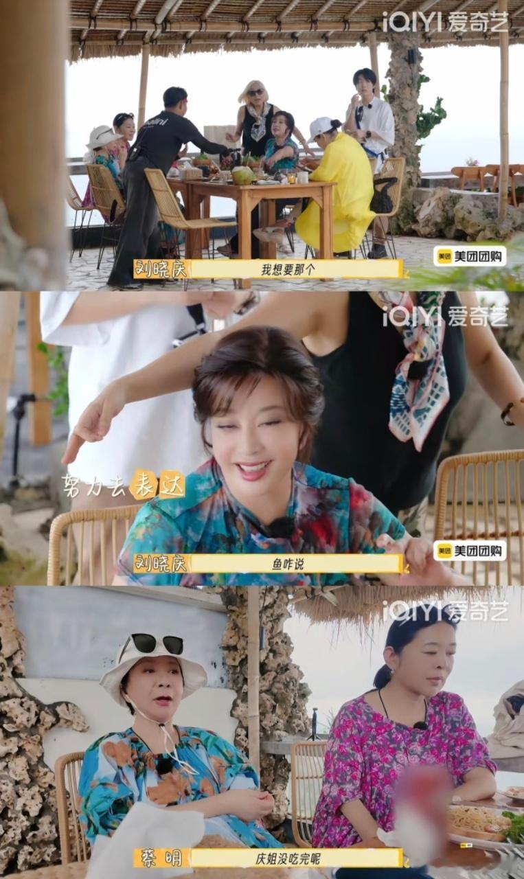 瞧瞧《一路繁花2》，经费有限刘嘉玲却优先刘晓庆吃肉，宁静等也打包牛肉留给她，这团