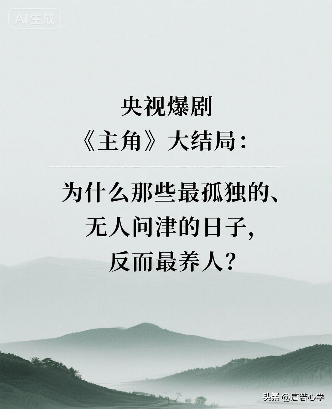 央视爆剧《主角》大结局：为什么那些最孤独的、无人问津的日子，反而最养人？

《百