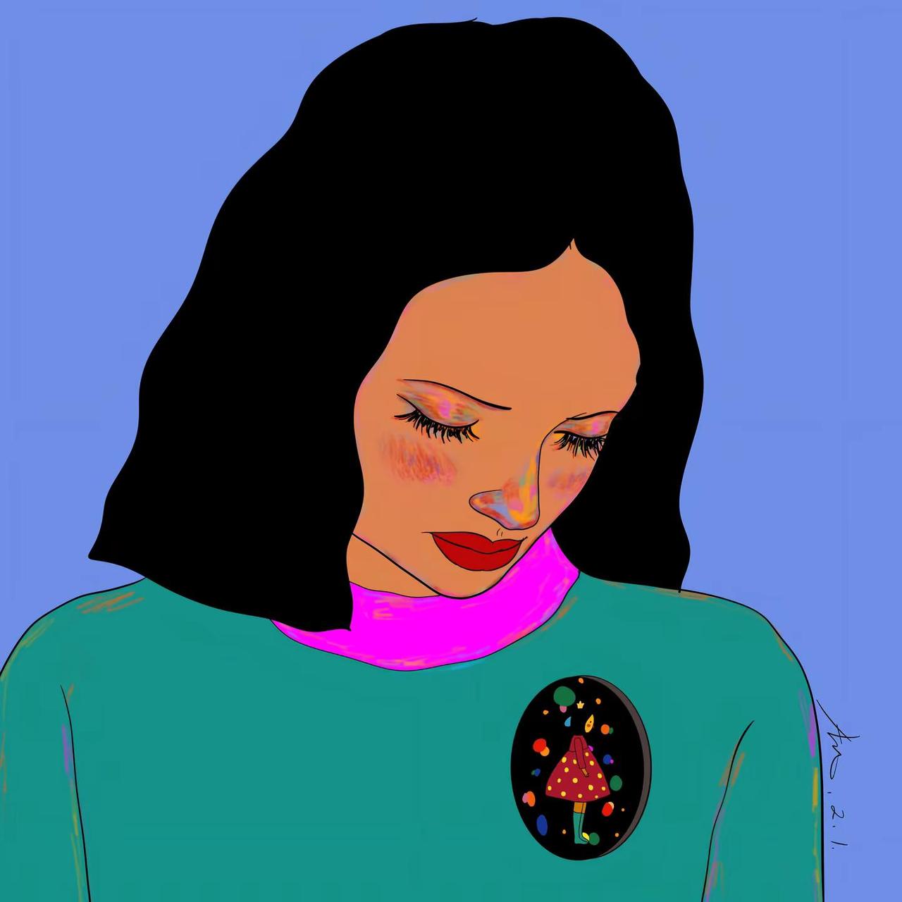 “我的青春回头看了我一眼 像是在跟我告别”画画 插画 原创 绘画