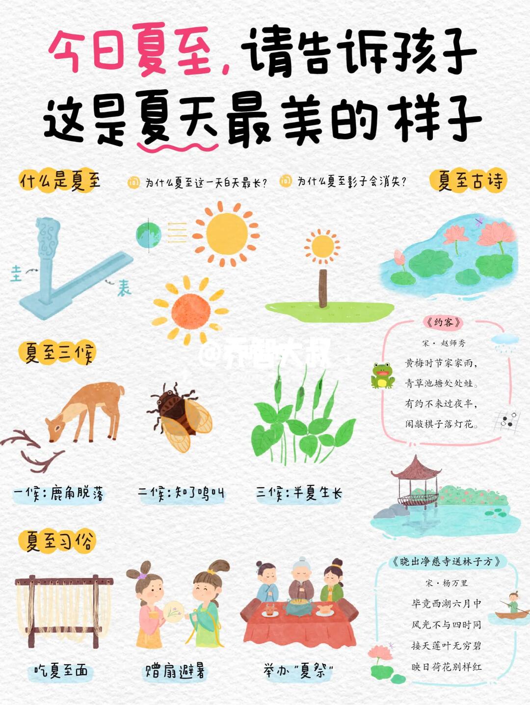 今日夏至，给孩子的夏至节气小知识