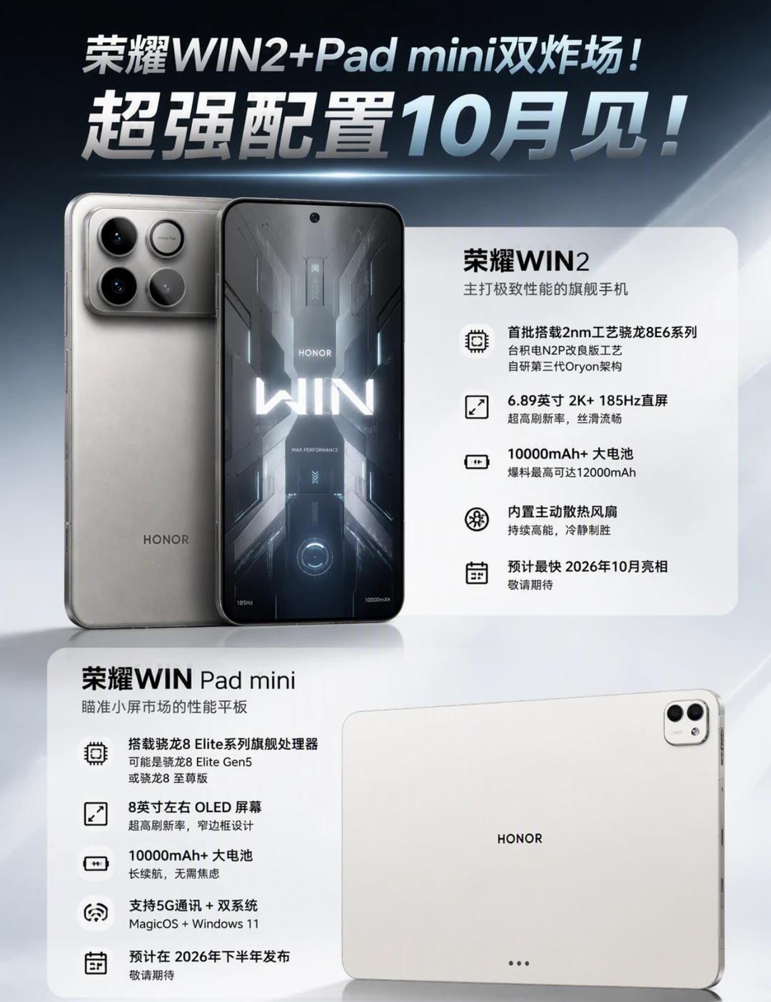 荣耀win2+Pad mini双炸场！超强配置10月见
数码神机howto 科技