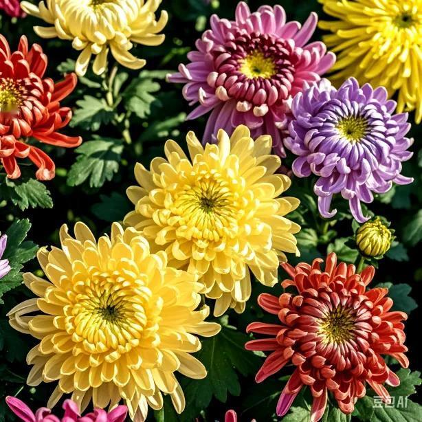 菊花开，黄、紫、红、粉、白，缤纷绚烂。#五彩菊花开# #秋天是赏菊季节# #赏秋