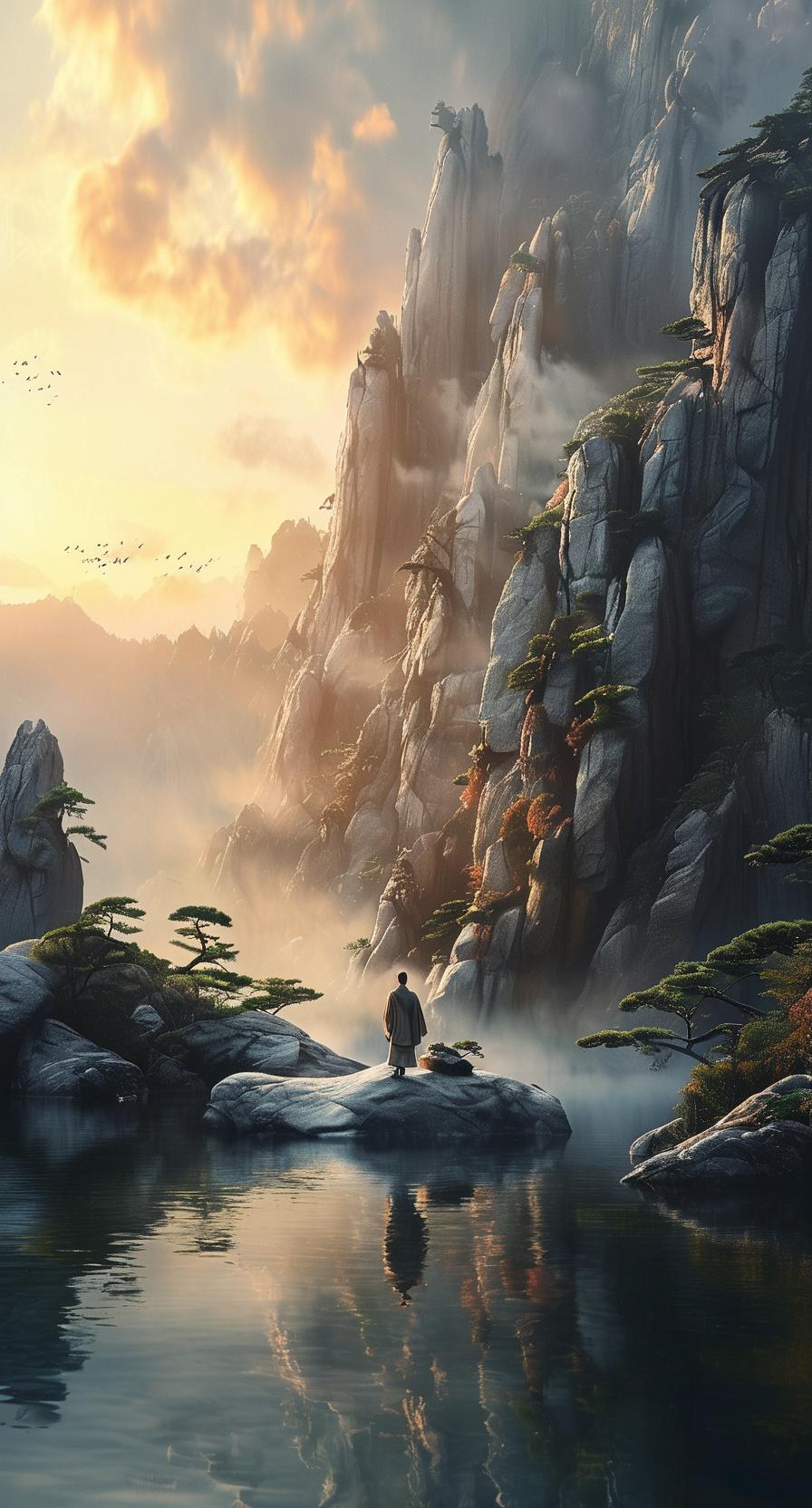 我读过最宁静的句子是“无声处听雨，寂静时看山。多识草木少识人，长守世间清静心”。