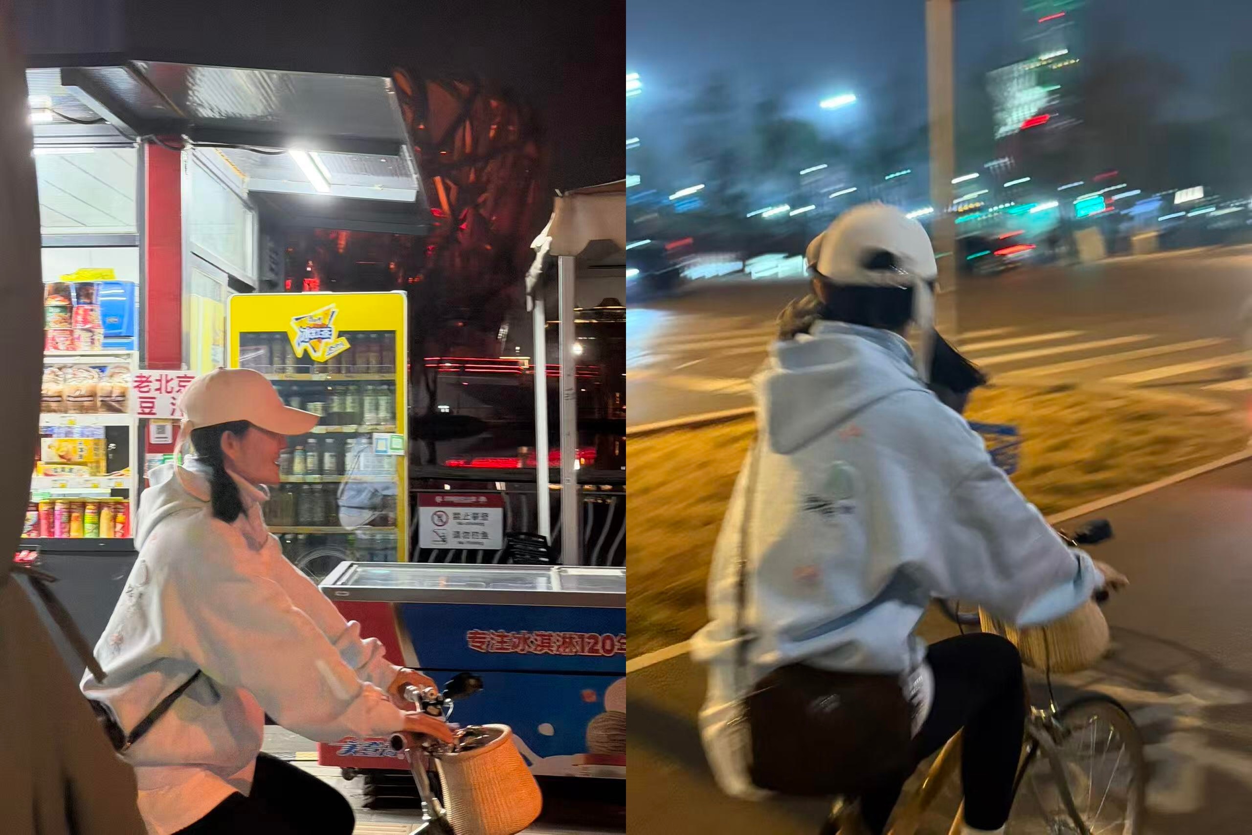 谢娜又要给张杰送花了哇！有网友偶遇谢姐和沈凌在夜骑还有买花诶！张杰又要收到娜姐送