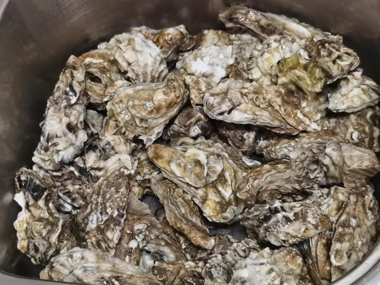 海蛎子，
  清洗起来真的是好大一个工程[笑哭][笑哭]，
          