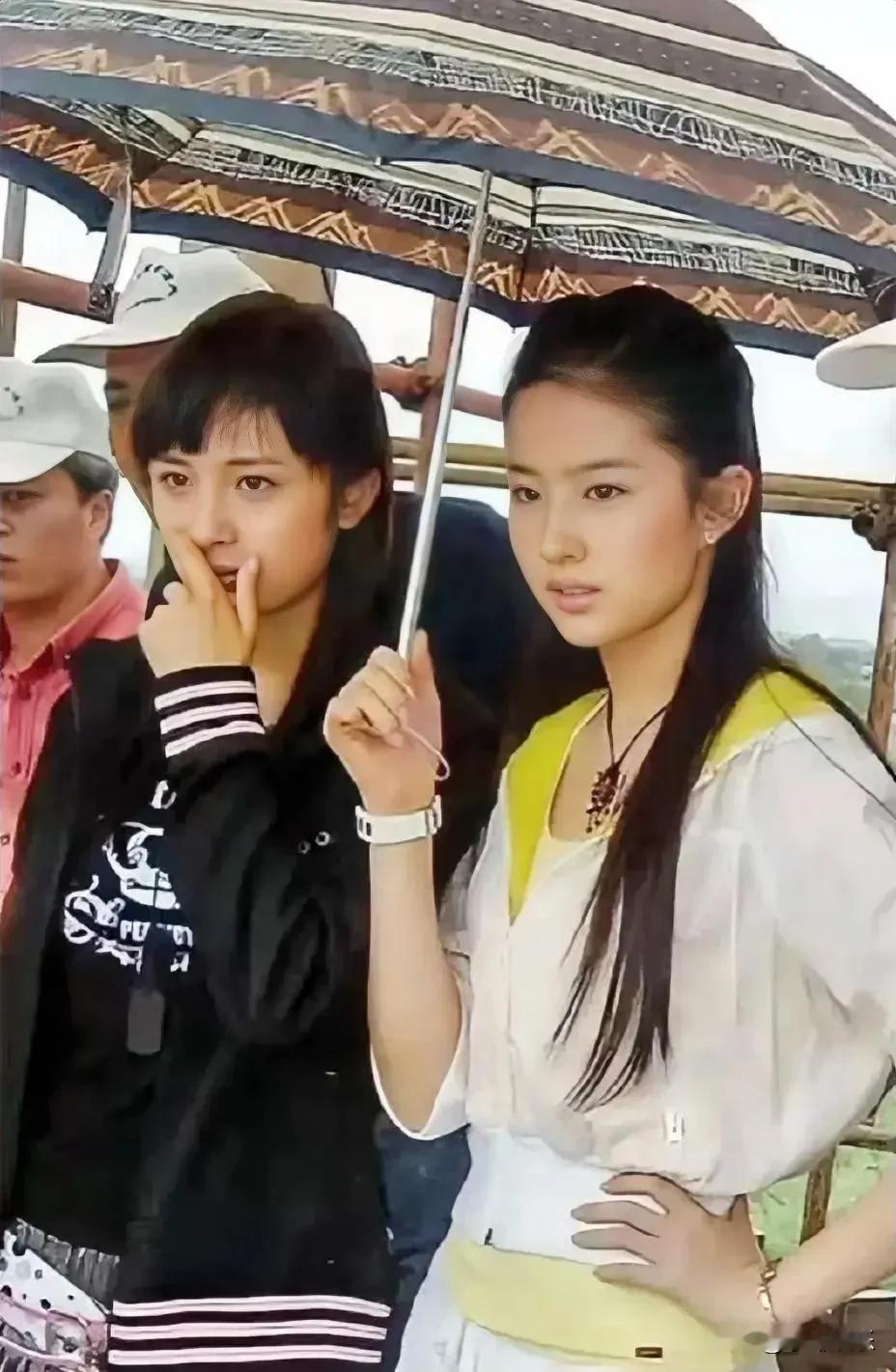 早年的杨幂比刘亦菲还要漂亮！杨幂属于浓颜系美女，浓眉大眼特别抢镜。刘亦菲当时大概