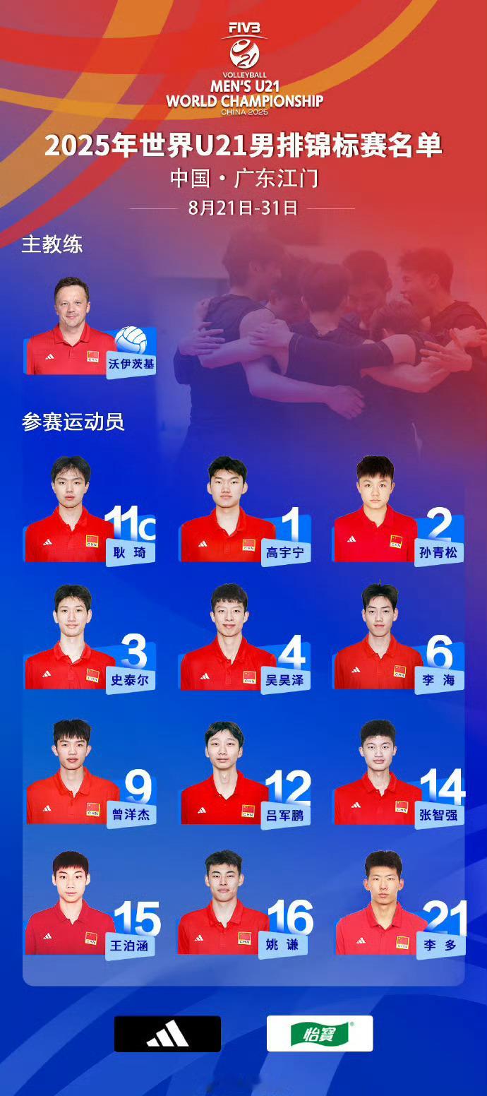 今天下午2点，U21男排世锦赛，中国U21男排小组赛第一场开始，将对阵土耳其队，