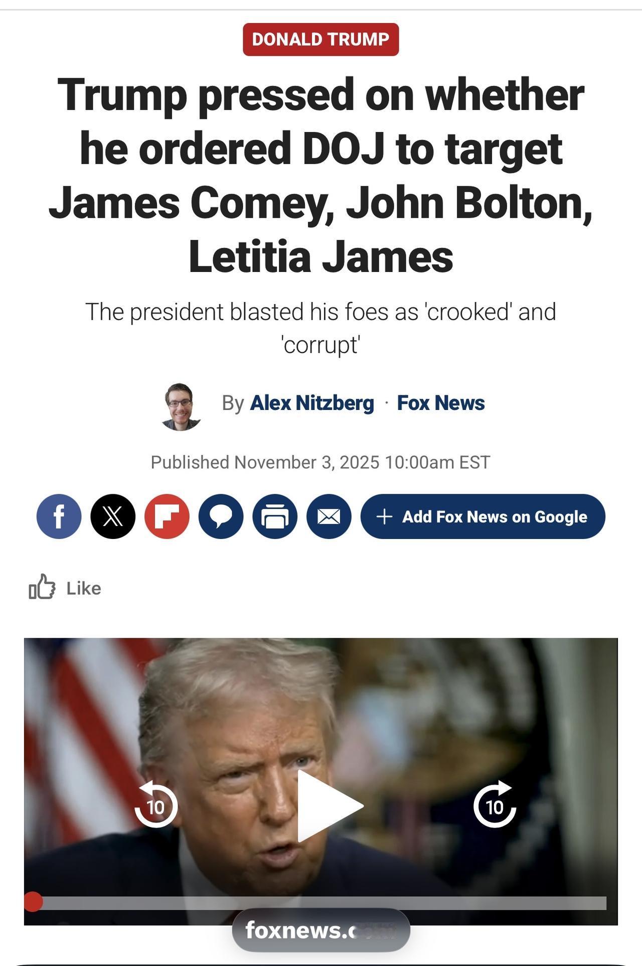 “绝不可能，无论从哪个方面、哪个角度或哪个角度来看。”

唐纳德·特朗普总统否认