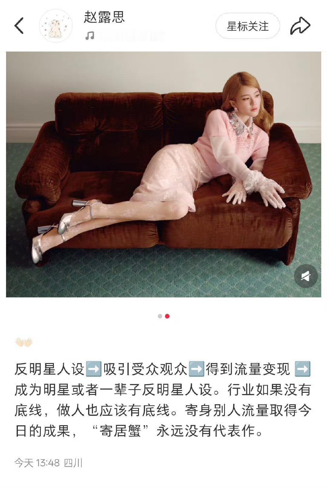 赵露思谈演员乱象把反明星当个段子讲吸引受众实则最想当明星的就是你本人 ​​​