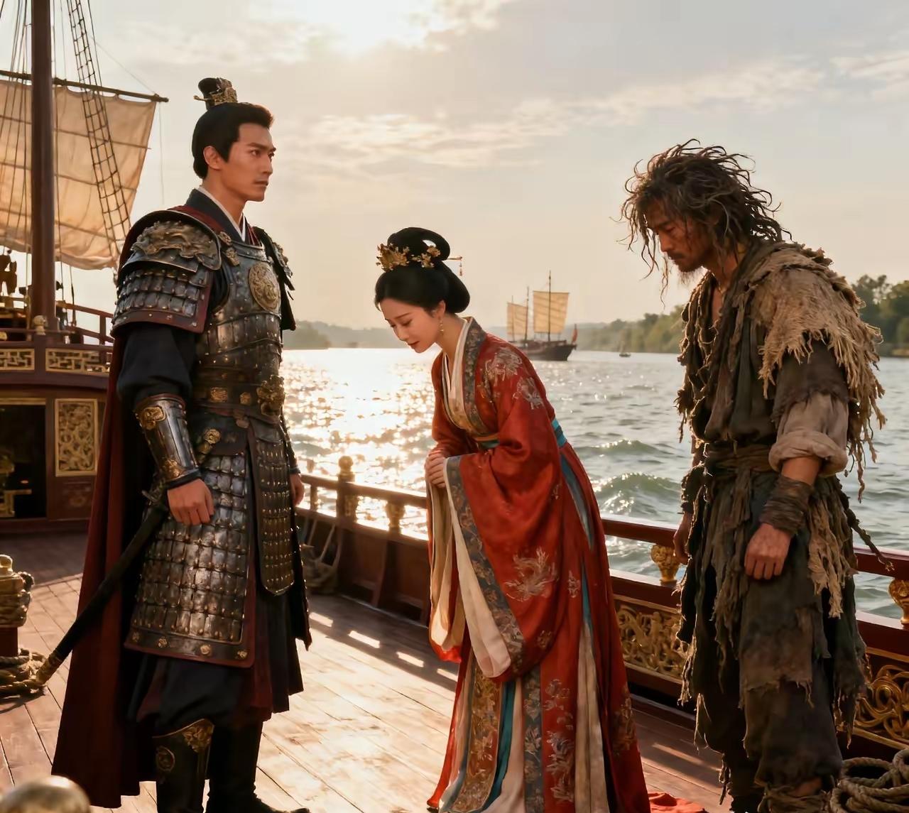 古代有一妇人与丈夫失散，被将军所获，并娶做夫人。几年后，妇人在一艘船上遇到沦为乞